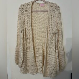 Pink Lily women’s cable knit sweater cardigan. Size L